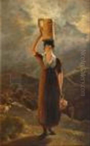 The Crofter's Daughter Oil Painting by William Daniell RA