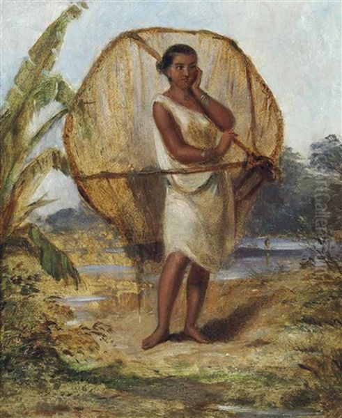 Girl With A Fishing Net, Ceylon Oil Painting by William Daniell RA