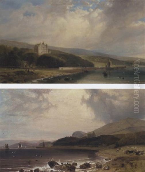 View Of Dunrobin Castle, Sutherland, From The South-east Oil Painting by William Daniell RA