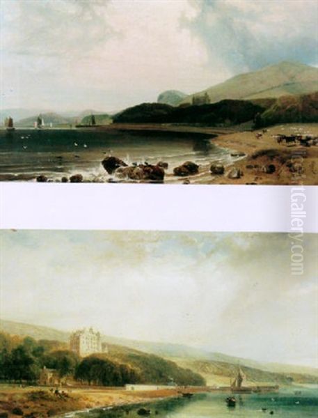 A View Of Dunrobin Castle, Sutherland, Scotland Oil Painting by William Daniell RA