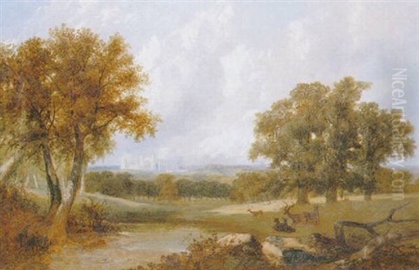 A View Of Windsor From The Great Park Oil Painting by William Daniell RA