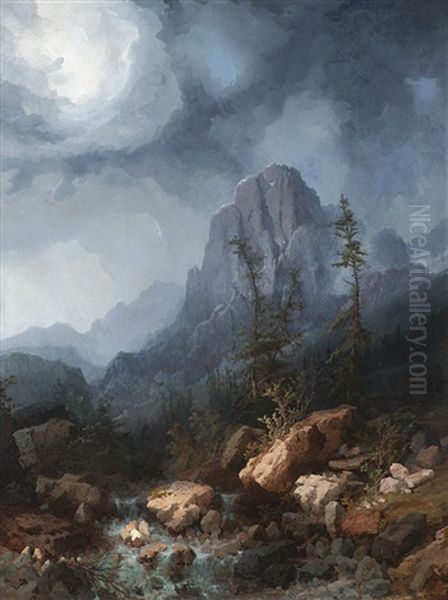 Gewitterstimmung In Den Dolomiten Oil Painting by Giovanni Danielli