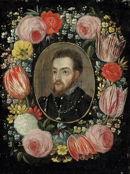 Erzherzog Albrecht Vii., Statthalter Der Niederlande (+ Magarete, Statthalterin Der Niederlande; Pair) Oil Painting by Andries Daniels or Danielsz