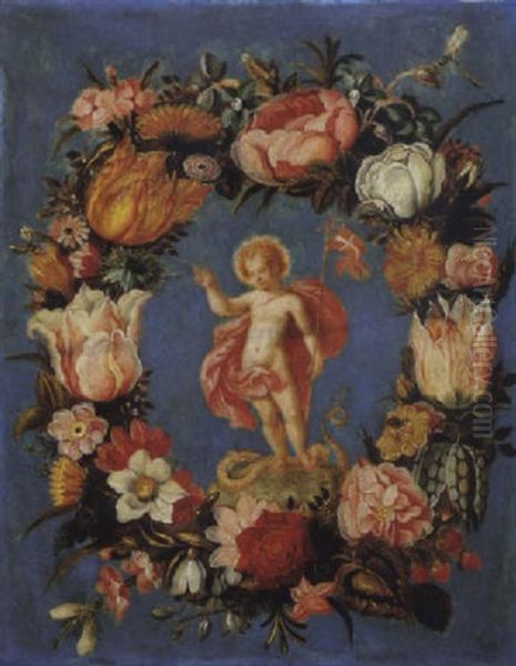 Blumenkranz Oil Painting by Andries Daniels or Danielsz