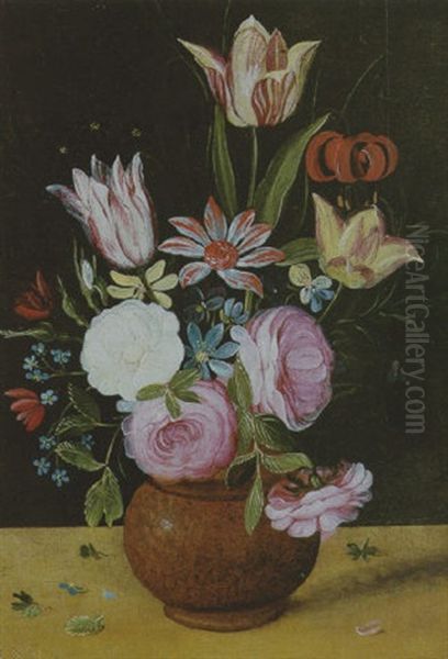 Blumen In Einer Vase Auf Einem Tisch Oil Painting by Andries Daniels or Danielsz