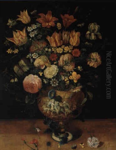 Groser, Dekorativer Blumenstraus In Einer Prunkvase Oil Painting by Andries Daniels or Danielsz