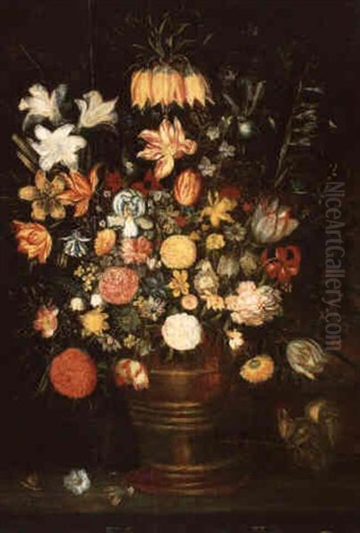 Bouquet De Fleurs Avec Un Ecureuil Oil Painting by Andries Daniels or Danielsz