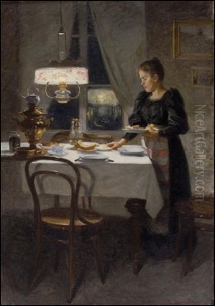 Uudessa Kodissa Oil Painting by Elin Danielson-Gambogi