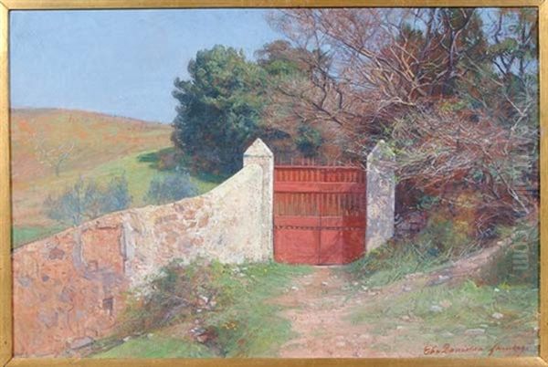 The Red Gate Oil Painting by Elin Danielson-Gambogi