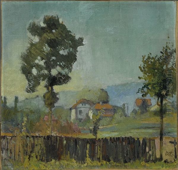 Haus Mit Garten In Der Umgebung Von Basel Oder Am Jurasudfuss Oil Painting by Heinrich Danioth