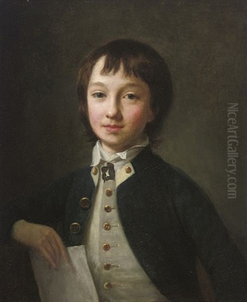 Portrait Of A Midshipman - Admiral Sir William Sidney Smith As A Boy? (+ 3 Prints, 1 Bronze Medallion; 5 Works) Oil Painting by Henri-Pierre Danloux