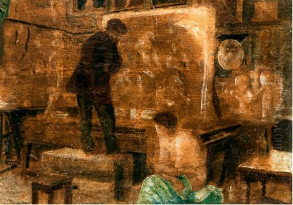 Le Repos Du Modele Et Le Dejeuner (2 Works) Oil Painting by Edouard Dantan