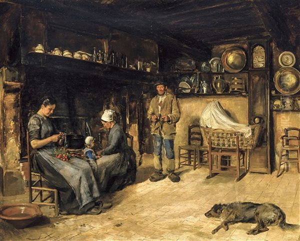 Interieur Normand Oil Painting by Edouard Dantan