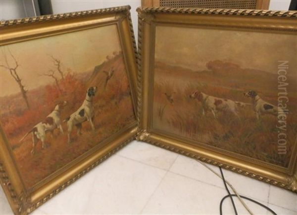 Chiens De Chasse (pair) Oil Painting by Edouard Dantan