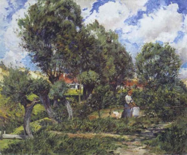 Het Ophangen Van De Was Oil Painting by Leon Dardenne