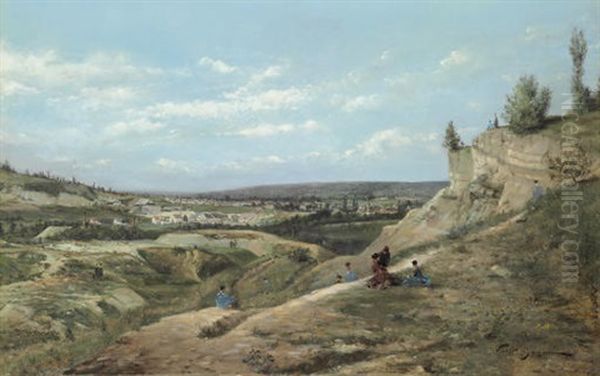 A Town In The Seine Valley Oil Painting by Paul Joseph Victor Dargaud