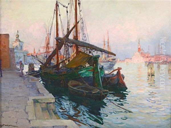 Voilier A Venise Oil Painting by Henri Gaston Darien