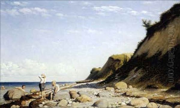 Boys At The Seashore Oil Painting by Alfred Henri Darjou