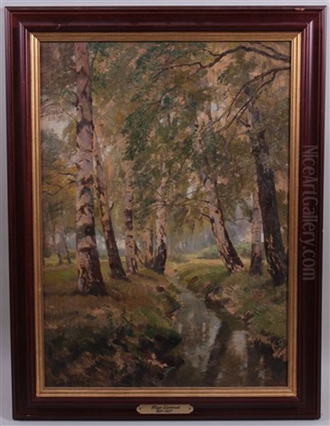 Landschaft Mit Bach Und Birken Oil Painting by Hugo Darnaut