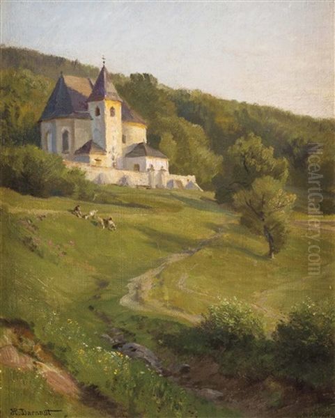 St. Laurenzikirche Markersdorf Am Buchberg Bei Neulengbach Oil Painting by Hugo Darnaut