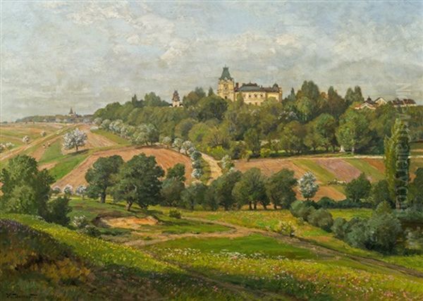 Fruhlingslandschaft Mit Schloss Oil Painting by Hugo Darnaut