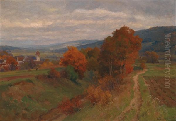 Blick Auf Asperhofen, Niederosterreich, Spatherbst Oil Painting by Hugo Darnaut