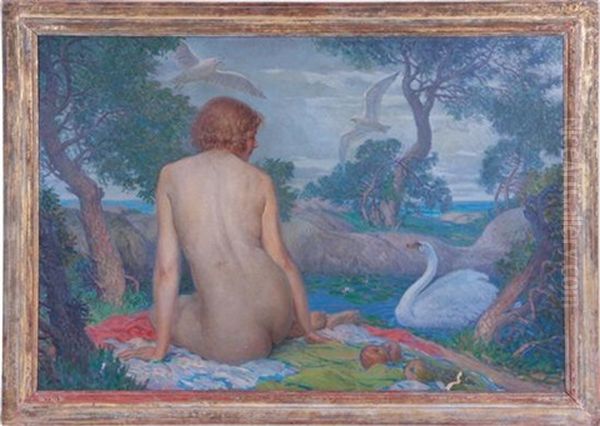 Leda Oil Painting by Nicola D'Ascenzo