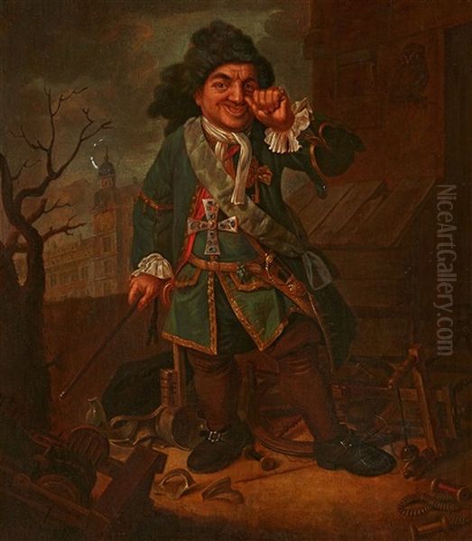 Portrait Of The Court Jester Clemens Perkeo Oil Painting by Johann Georg Dathan