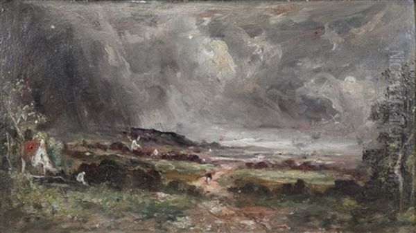 Stormy Landscape Oil Painting by Charles-Francois Daubigny