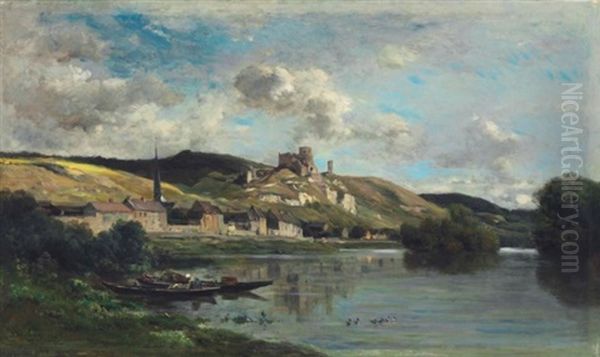 Vue De Chateau Gaillard Oil Painting by Charles-Francois Daubigny