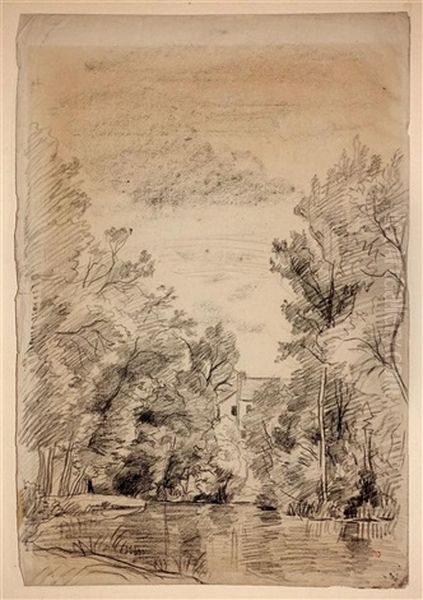 Paysage Fluvial Boise Oil Painting by Charles-Francois Daubigny