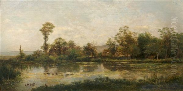 La Mare Aux Canards, Villerville Oil Painting by Charles-Francois Daubigny