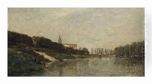 La Terrasse D'andresy Oil Painting by Charles-Francois Daubigny
