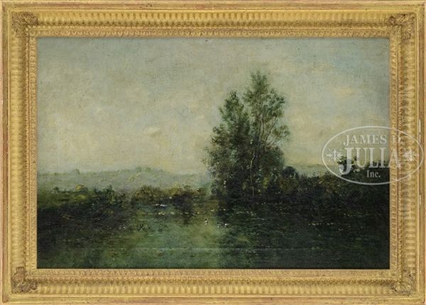 Barbizon Landscape With Duck Pond Oil Painting by Charles-Francois Daubigny