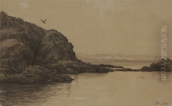 Cote Rocheuse A Villerville, 1858 Oil Painting by Charles-Francois Daubigny