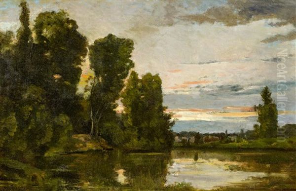 Bord De Riviere, Le Soir Oil Painting by Charles-Francois Daubigny