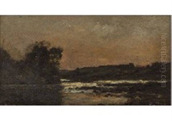 Coucher Du Soleil Oil Painting by Charles-Francois Daubigny