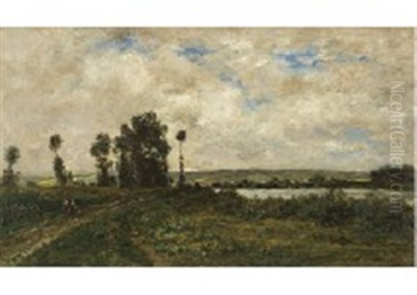 L'eure, Pont-de-l'arche Oil Painting by Charles-Francois Daubigny