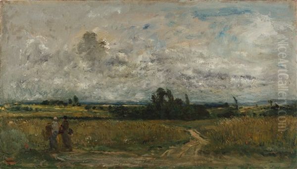 Vieille Route, A Auvers Oil Painting by Charles-Francois Daubigny