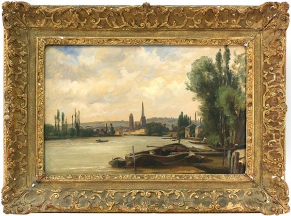 View Of The Seine Oil Painting by Charles-Francois Daubigny