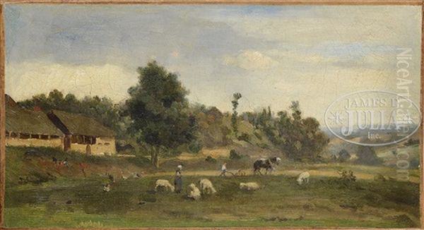 Paysage Anime Oil Painting by Charles-Francois Daubigny