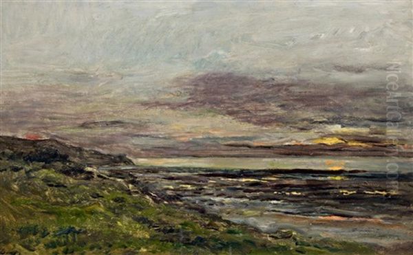 Maree Basse A Villerville Oil Painting by Charles-Francois Daubigny