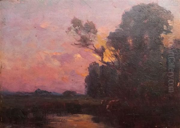 Vaches Aux Bord De L'etang Oil Painting by Charles-Francois Daubigny