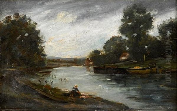 Le Bords De L'oise Oil Painting by Charles-Francois Daubigny