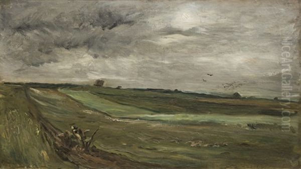 Auvers, Paysage A La Charrue Ou Auvers, Les Bles Oil Painting by Charles-Francois Daubigny