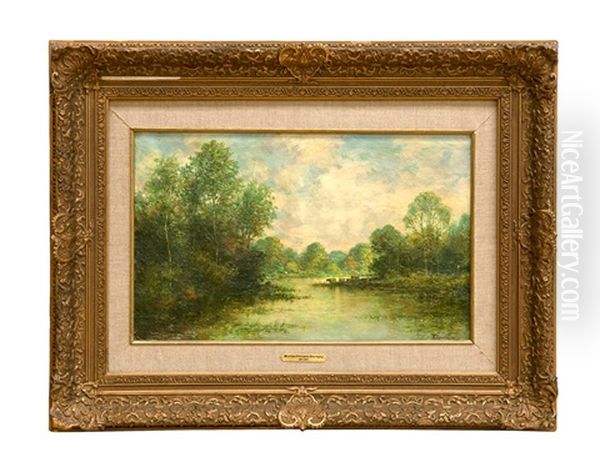 Magd Mit Kuhen Am Flussufer Oil Painting by Charles-Francois Daubigny