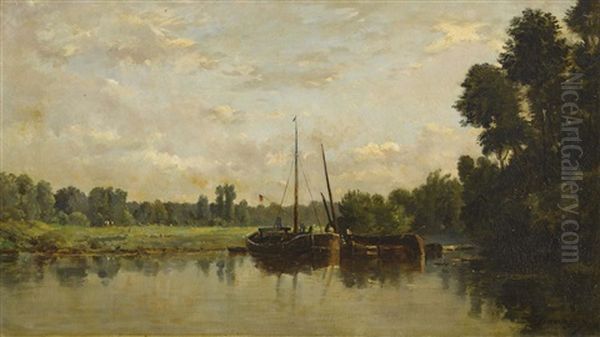 Les Peniches Oil Painting by Charles-Francois Daubigny
