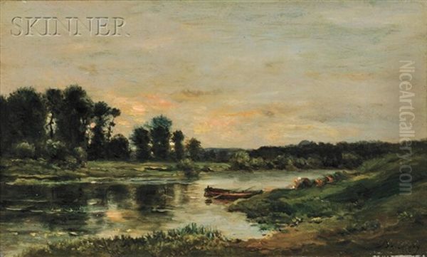 Untitled (la Vallee De L'oise) Oil Painting by Charles-Francois Daubigny