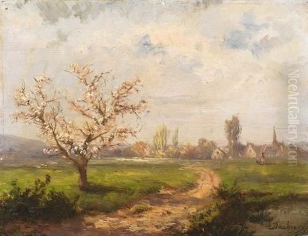 Fruhlingstag Am Dorfrand Oil Painting by Charles-Francois Daubigny