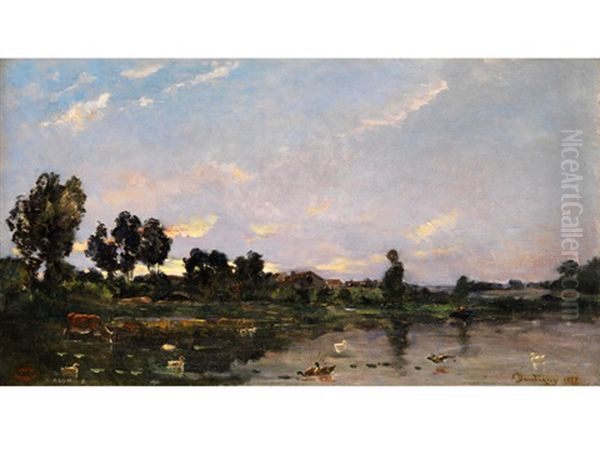 Landschaft Mit Gewasser Oil Painting by Charles-Francois Daubigny